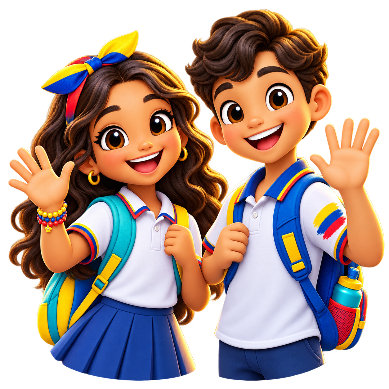 Dos estudiantes saludándose